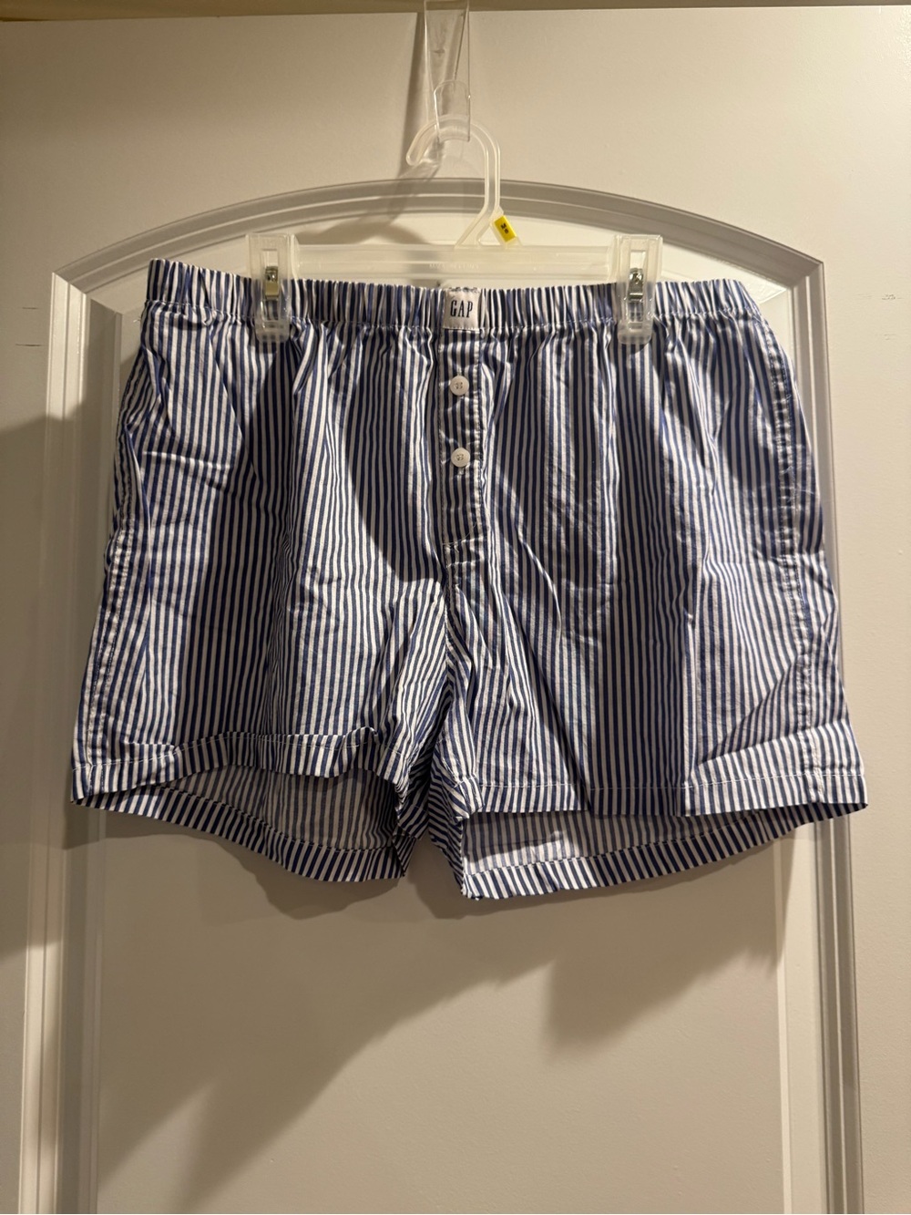 GAP Women's Blue and White Striped Cotton Sleep Shorts